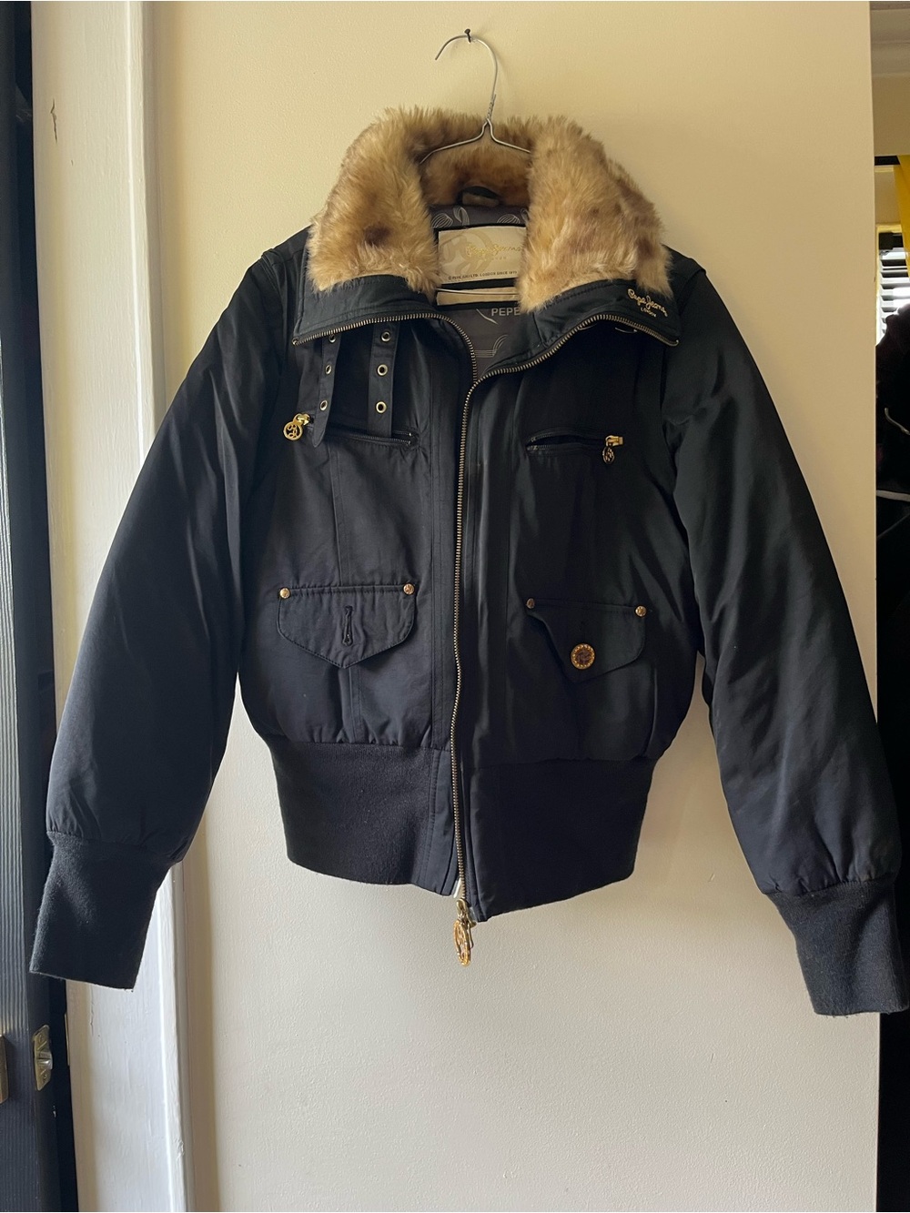 Pepe Jeans Black Bomber Jacket and vest 2in1 sleeves zip off